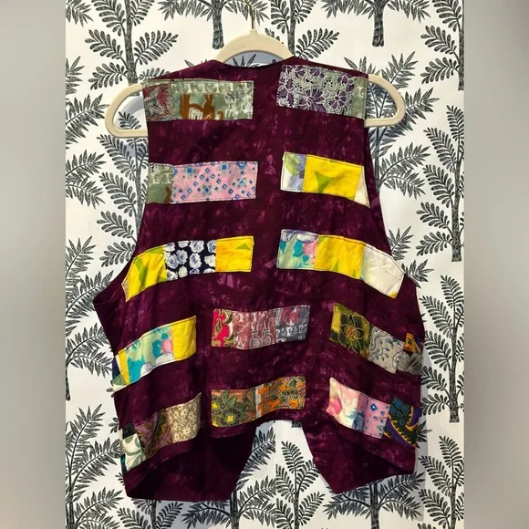 Native wear designs purple colorful rayon vest with pockets size medium - Picture 3 of 6